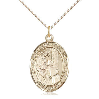 14kt Gold Saint Elizabeth of the Visitation Medal Engraved Catholic Saint Jewelry