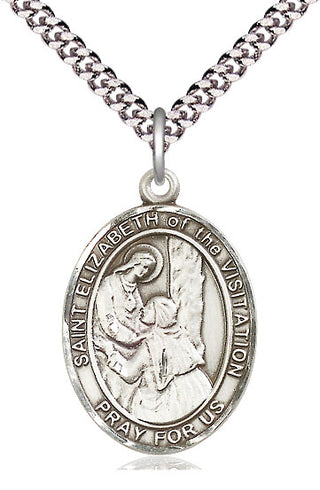 Sterling Silver Saint Elizabeth of the Visitation Medal Catholic Jewelry Engraved Catholic Saint Jewelry