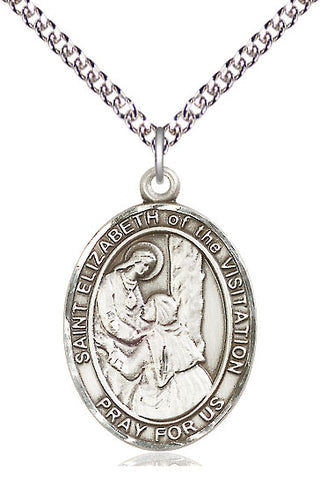 Sterling Silver Saint Elizabeth of the Visitation Medal Catholic Jewelry Engraved Catholic Saint Jewelry