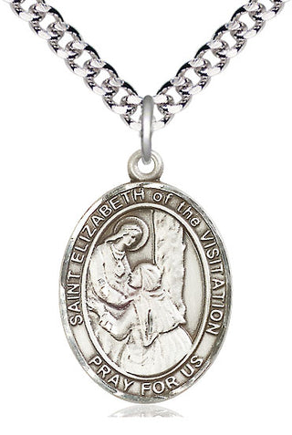 Sterling Silver Saint Elizabeth of the Visitation Medal Catholic Jewelry Engraved Catholic Saint Jewelry