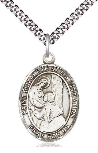 Sterling Silver Saint Elizabeth of the Visitation Medal Catholic Jewelry Engraved Catholic Saint Jewelry