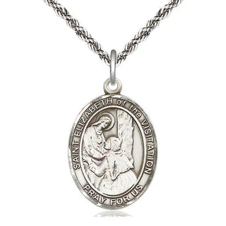 Sterling Silver Saint Elizabeth of the Visitation Medal Catholic Jewelry Engraved Catholic Saint Jewelry