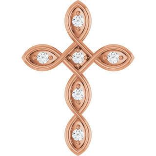 14K Rose .08 CTW Natural Diamond Cross Pendant  