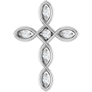 14K White .08 CTW Natural Diamond Cross Pendant  