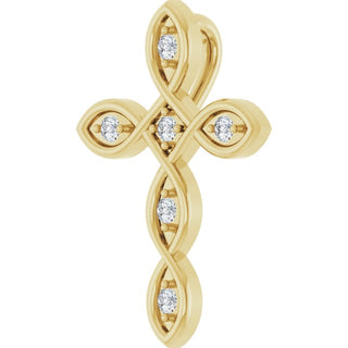 14K Yellow .08 CTW Natural Diamond Cross Pendant  