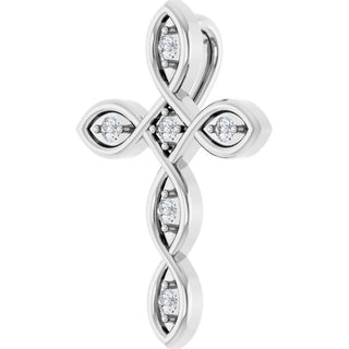 14K White .08 CTW Natural Diamond Cross Pendant  