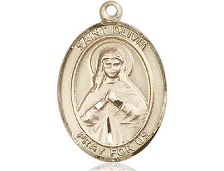 14kt Gold Filled Saint Olivia Medal Engraved Catholic Saint Jewelry