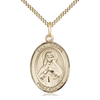 14kt Gold Filled Saint Olivia Medal Catholic Jewelry Engraved Catholic Saint Jewelry