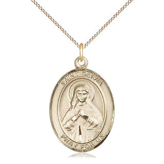14kt Gold Filled Saint Olivia Medal Catholic Jewelry Engraved Catholic Saint Jewelry