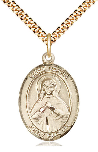 14kt Gold Filled Saint Olivia Medal Catholic Jewelry Engraved Catholic Saint Jewelry