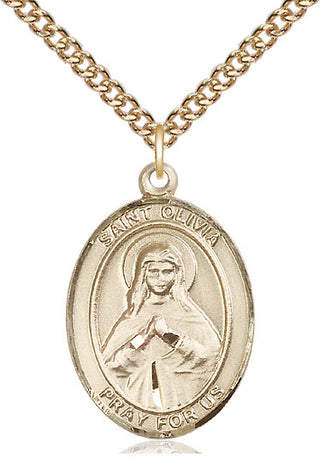 14kt Gold Filled Saint Olivia Medal Catholic Jewelry Engraved Catholic Saint Jewelry