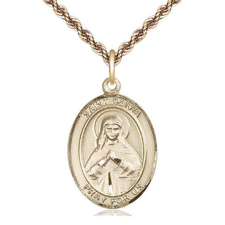 14kt Gold Filled Saint Olivia Medal Catholic Jewelry Engraved Catholic Saint Jewelry