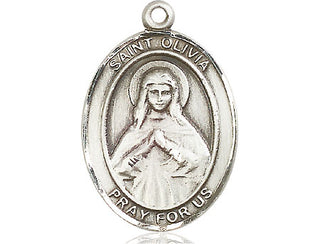 Pewter Saint Olivia Medal Engraved Catholic Saint Jewelry