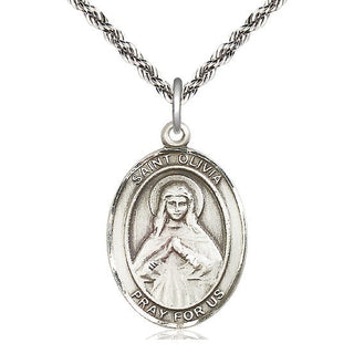 Sterling Silver Saint Olivia Medal Catholic Jewelry Engraved Catholic Saint Jewelry