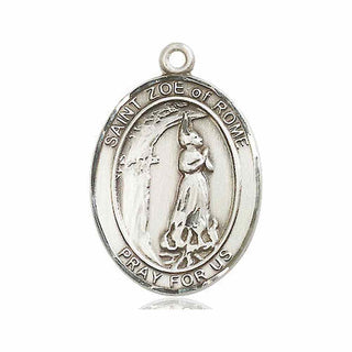 Pewter Saint Zoe of Rome Medal Engraved Catholic Saint Jewelry