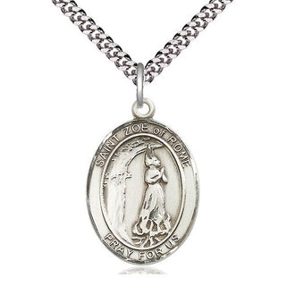 Pewter Saint Zoe of Rome Medal Catholic Jewelry Engraved Catholic Saint Jewelry