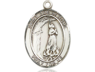 Sterling Silver Saint Zoe of Rome Medal Catholic Jewelry Engraved Catholic Saint Jewelry