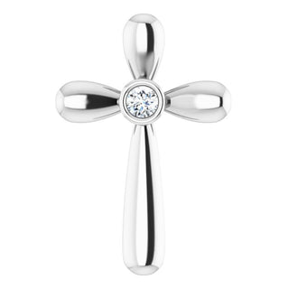 Platinum .10 CT Natural Diamond Cross Pendant  