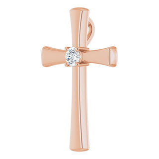 14K Rose 1/5 CTW Natural Diamond Cross Pendant  