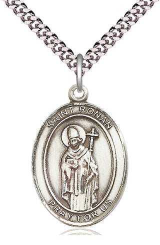 Pewter Saint Ronan Medal Catholic Jewelry Engraved Catholic Saint Jewelry