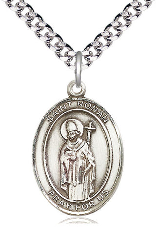 Pewter Saint Ronan Medal Catholic Jewelry Engraved Catholic Saint Jewelry
