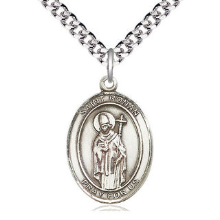 Sterling Silver Saint Ronan Medal Catholic Jewelry Engraved Catholic Saint Jewelry