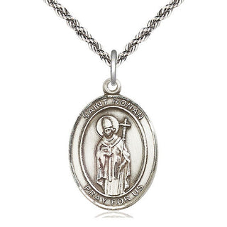 Sterling Silver Saint Ronan Medal Catholic Jewelry Engraved Catholic Saint Jewelry