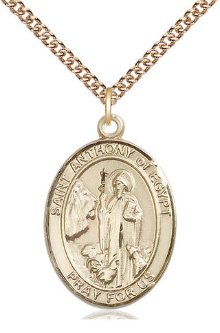 14kt Gold Filled Saint Anthony of Egypt Medal Catholic Jewelry Engraved Catholic Saint Jewelry
