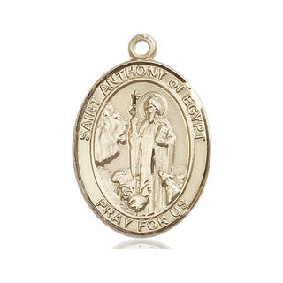 14kt Gold Saint Anthony of Egypt Medal Engraved Catholic Saint Jewelry