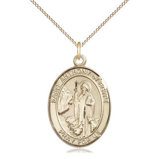 14kt Gold Saint Anthony of Egypt Medal Engraved Catholic Saint Jewelry