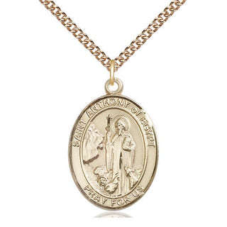 14kt Gold Saint Anthony of Egypt Medal Engraved Catholic Saint Jewelry
