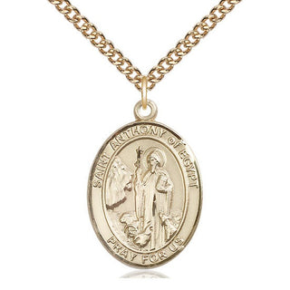 14kt Gold Saint Anthony of Egypt Medal Engraved Catholic Saint Jewelry