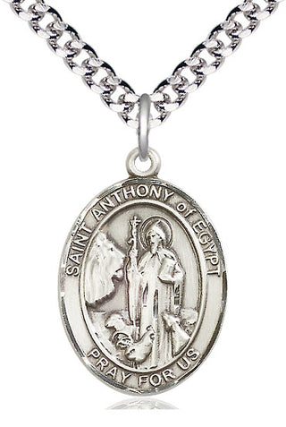 Pewter Saint Anthony of Egypt Medal Catholic Jewelry Engraved Catholic Saint Jewelry