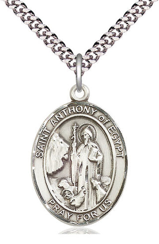 Sterling Silver Saint Anthony of Egypt Medal Catholic Jewelry Engraved Catholic Saint Jewelry