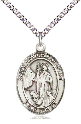 Sterling Silver Saint Anthony of Egypt Medal Catholic Jewelry Engraved Catholic Saint Jewelry