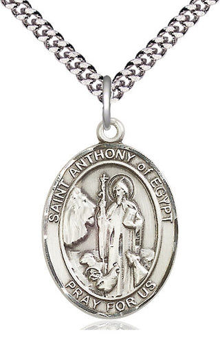 Sterling Silver Saint Anthony of Egypt Medal Catholic Jewelry Engraved Catholic Saint Jewelry