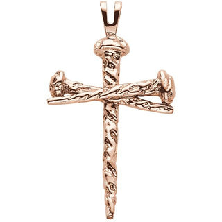 18K Rose Nail Design Cross Pendant