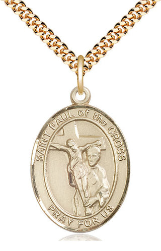 14kt Gold Filled Saint Paul of the Cross Medal Catholic Jewelry Engraved Catholic Saint Jewelry