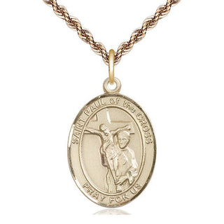 14kt Gold Saint Paul of the Cross Medal Engraved Catholic Saint Jewelry