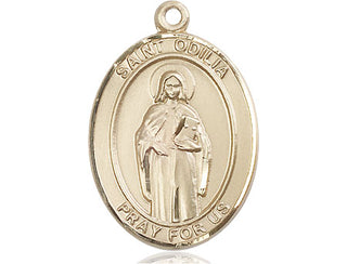 14kt Gold Filled Saint Odilia Medal Engraved Catholic Saint Jewelry
