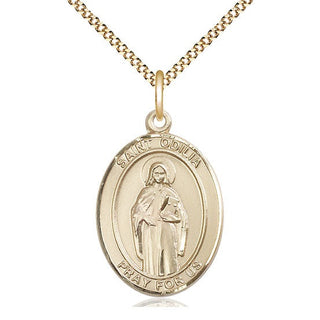 14kt Gold Filled Saint Odilia Medal Catholic Jewelry Engraved Catholic Saint Jewelry