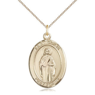 14kt Gold Filled Saint Odilia Medal Catholic Jewelry Engraved Catholic Saint Jewelry