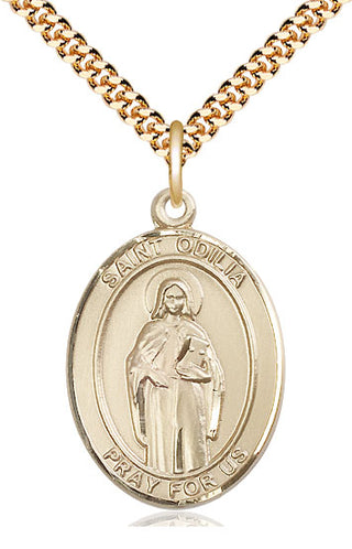 14kt Gold Filled Saint Odilia Medal Catholic Jewelry Engraved Catholic Saint Jewelry