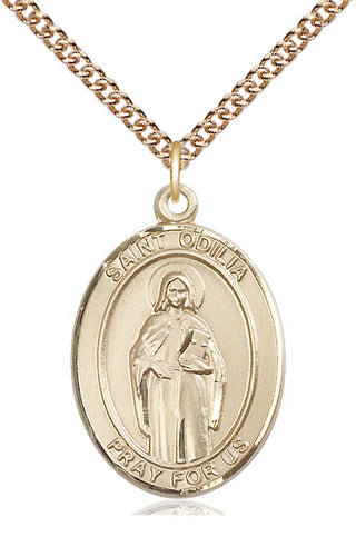 14kt Gold Filled Saint Odilia Medal Catholic Jewelry Engraved Catholic Saint Jewelry