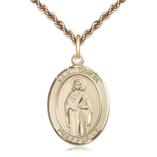14kt Gold Saint Odilia Medal Engraved Catholic Saint Jewelry