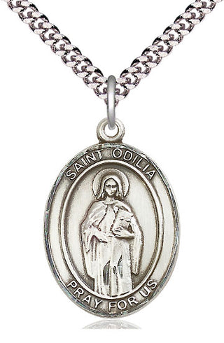 Pewter Saint Odilia Medal Catholic Jewelry Engraved Catholic Saint Jewelry