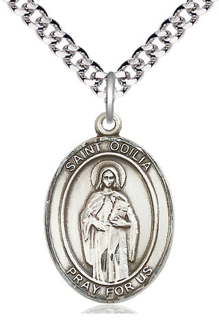 Pewter Saint Odilia Medal Catholic Jewelry Engraved Catholic Saint Jewelry
