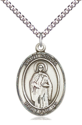 Sterling Silver Saint Odilia Medal Catholic Jewelry Engraved Catholic Saint Jewelry