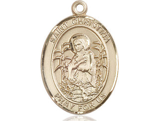 14kt Gold Filled Saint Christina the Astonishing Medal Engraved Catholic Saint Jewelry