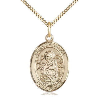 14kt Gold Filled Saint Christina the Astonishing Medal Catholic Jewelry Engraved Catholic Saint Jewelry